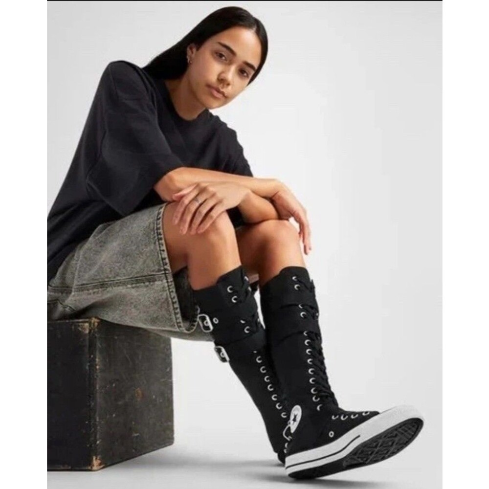 New Chuck Taylor All Star XX-Hi Knee High Converse Boots Womens 8 Straps Buckles - Picture 9 of 13